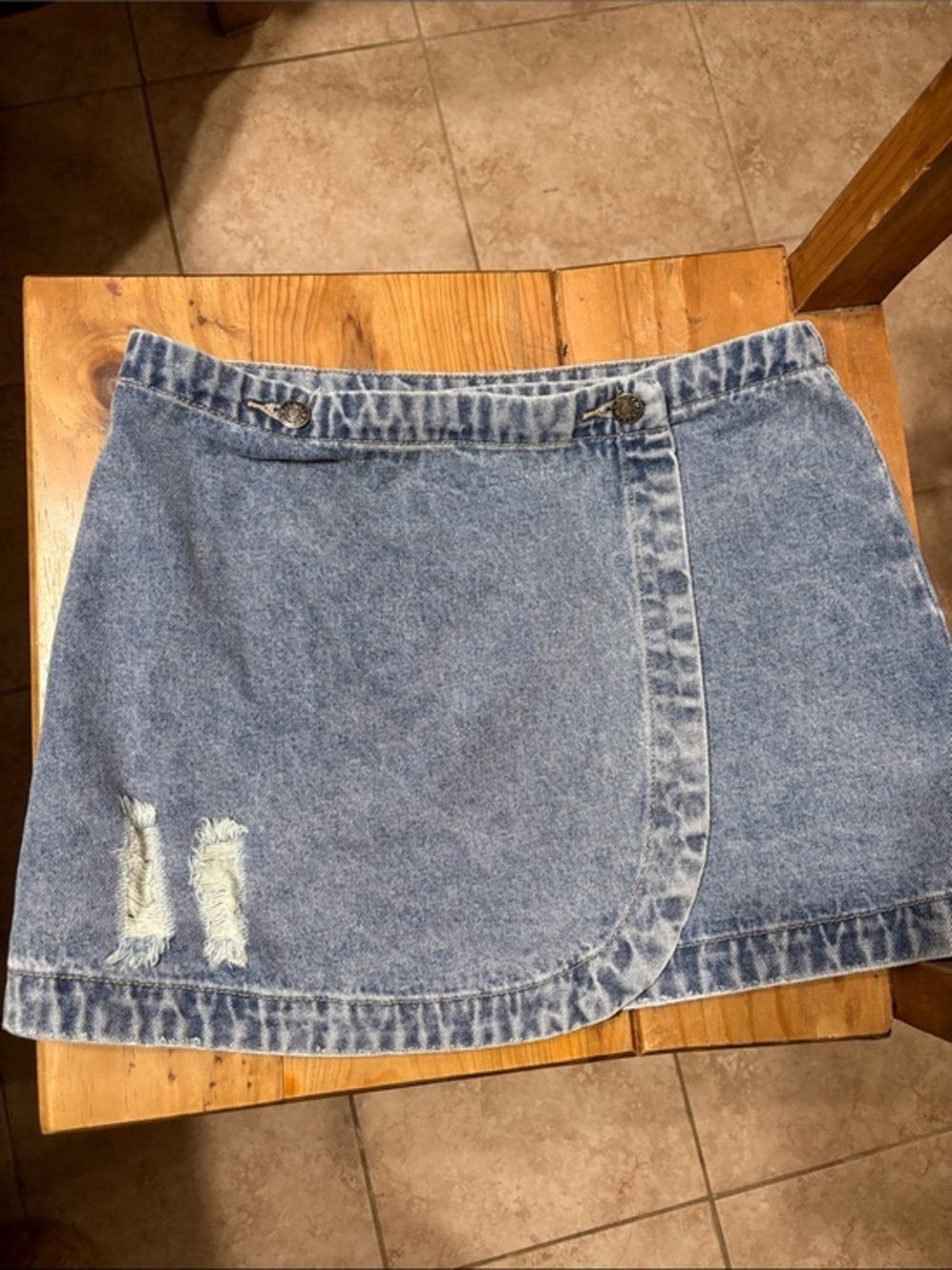 eesome Light Blue Denim Wrap Mini Skirt